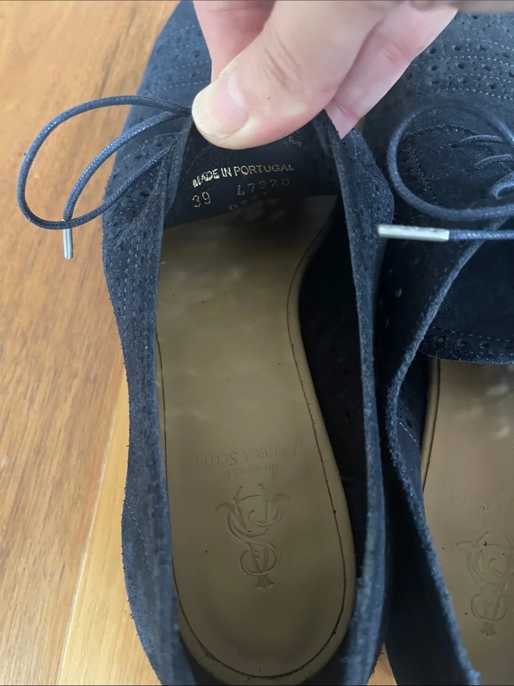 Navy Suede Lace-Up Brogue Flats - Classic Women's Loafers